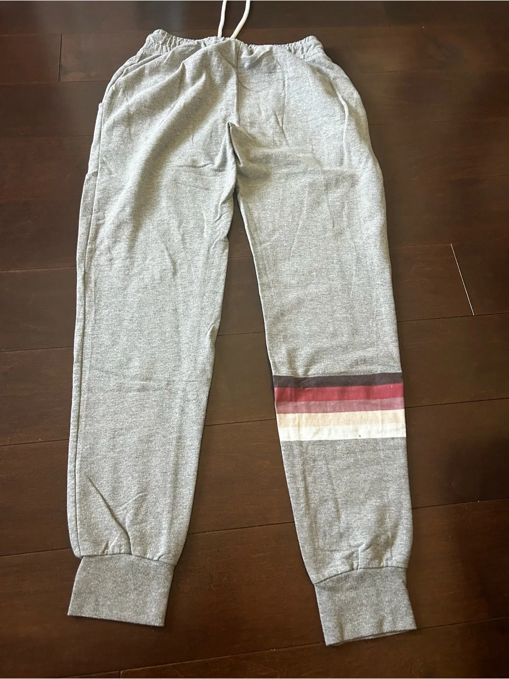 Planet Gold Gray Sweatpants with Burgundy and Pink Stripe